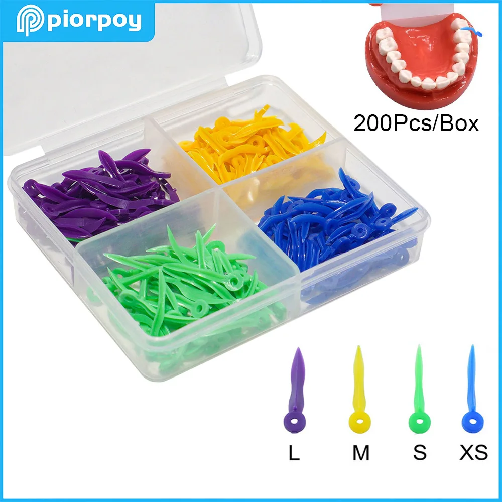 

PIORPOY 200 шт./кор. стоматологические одноразовые клинья для зазора между зубами с круглыми отверстиями на конце, пластиковые медицинские аксессуары для ухода за полостью рта, 4 размера