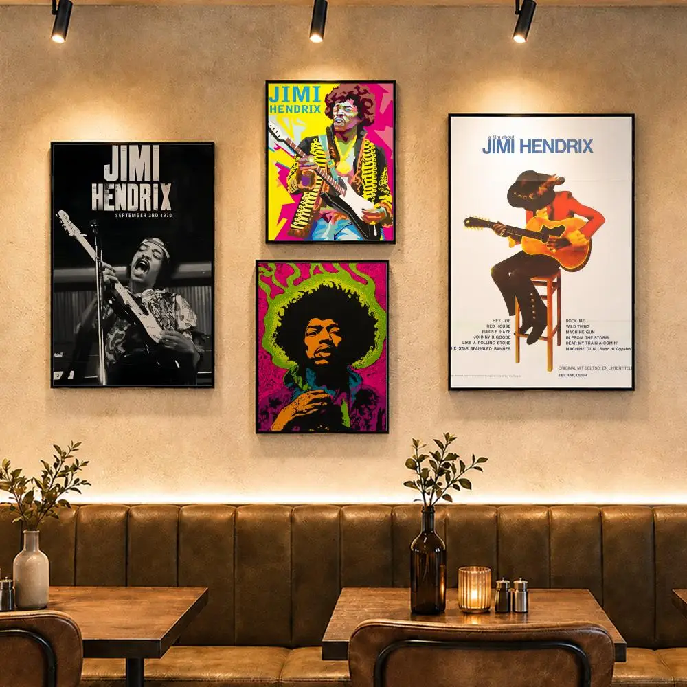 Rock Legend J-Jimi HendrixS Poster Vintage Retro Anime Poster Stickers Peel and Stick Wall Art Home Decor