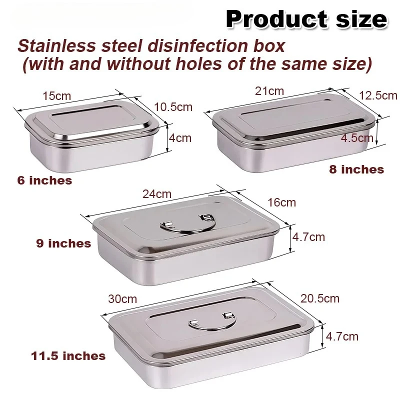 1Pc Dental Instruments Tray With Lid Autoclavable Stainless Steel Surgical Equipments Box Rectangular 304Sterilization Container