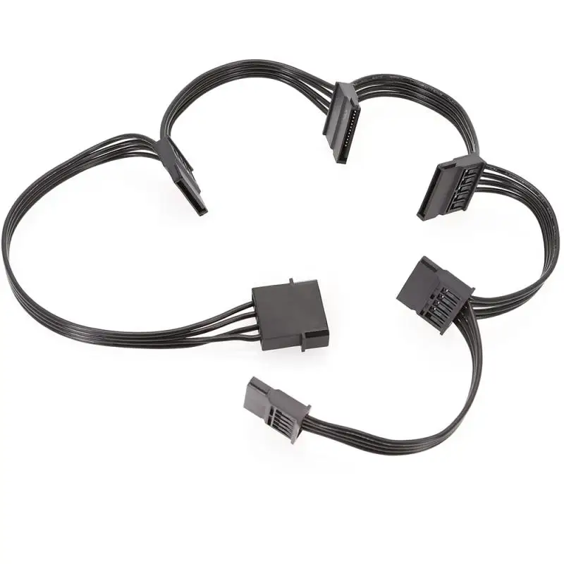 SATA Power Extension Hard Drive Cable, Hard Disk Expansion Cable, 1 macho para 5 Adaptador Splitter Feminino, 60cm