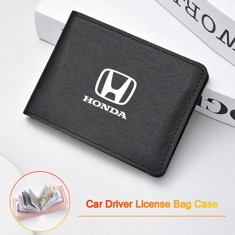 

10 Card Slots Car Logo Wallets Driver License Bank Cards Purse Photo Bag For Honda Mugen Power Civic Accord CRV Hrv Jazz CBR VFR