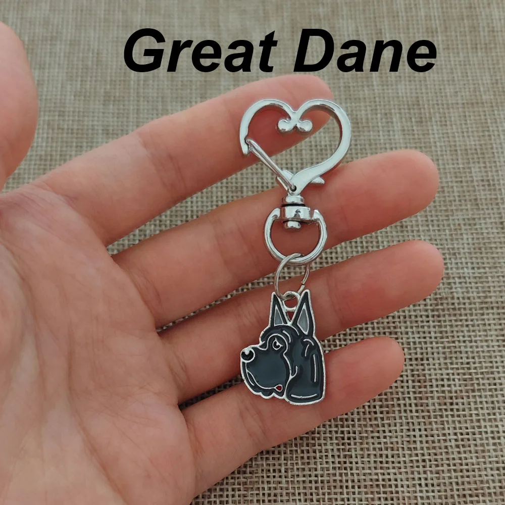 Akita Dog Keychain Animal Border Collie Great Dane Rotatable Key Ring Cute Funny Gift