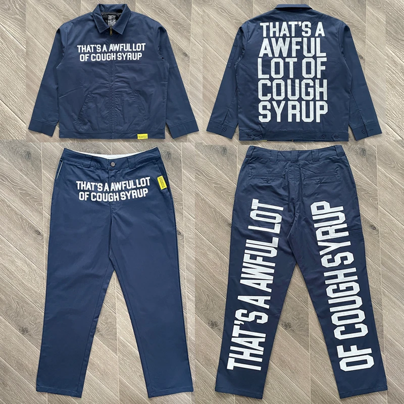 

Streetwear Trends That's A Awful Lot of Cough Syrup Jacket High Quality Casual Print Cotton-padded Jackets Casual Lapel Coat