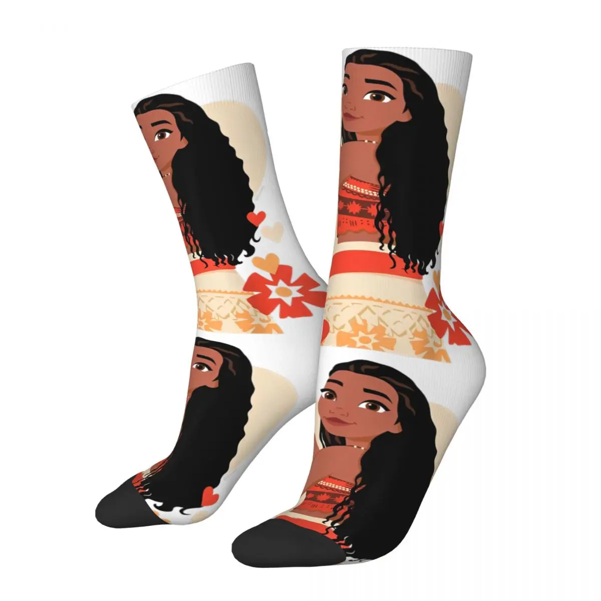 Winter Warm Fashion Unisex Princess Moana Heart Valentine\'s Day Socks Sweat Absorbing Basketball Socks