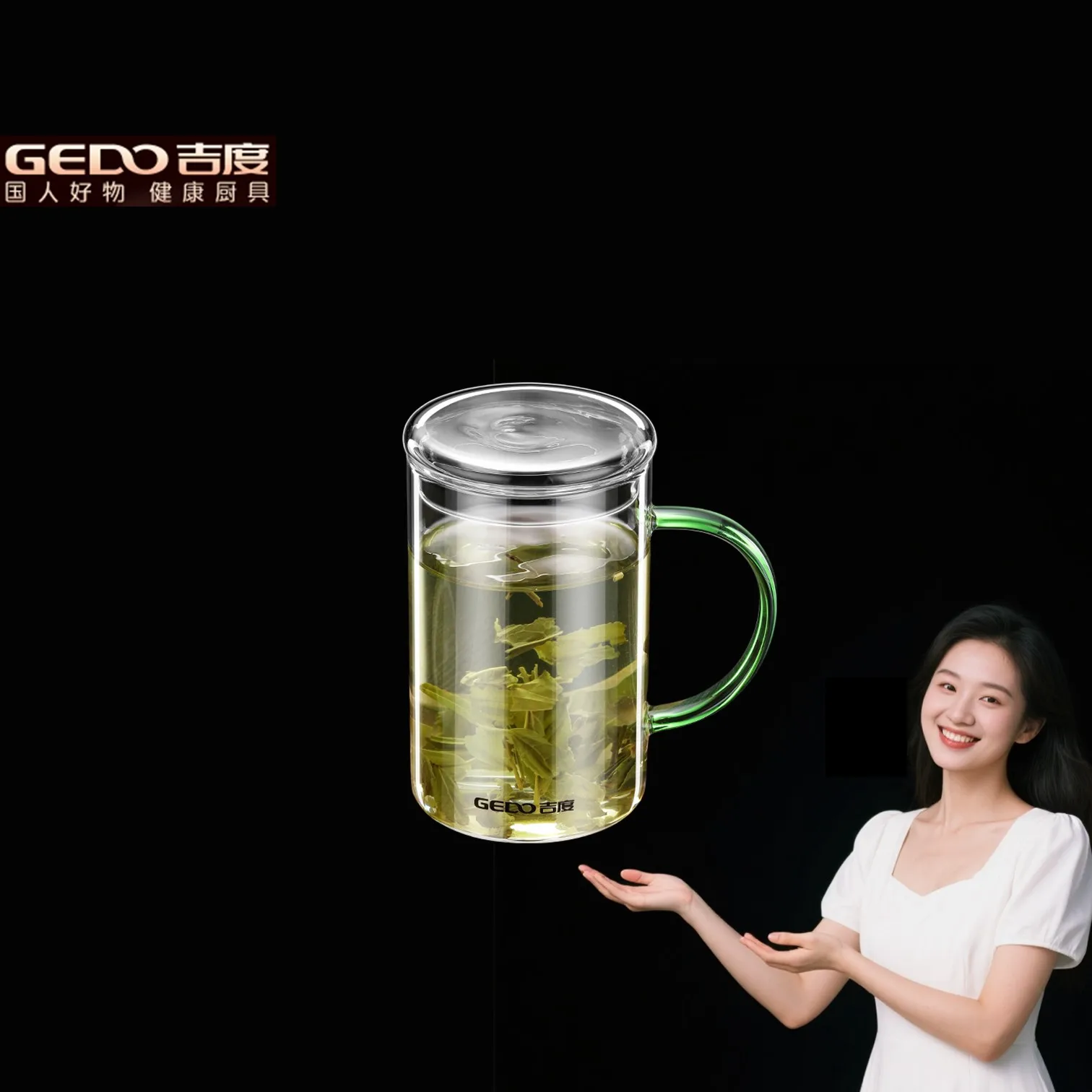 GEDO Ultra Hard Glass Water Cup 350ml and 500ml Capacity Office Tea Cup Fall Resistant Breakfast Milk Mug Canteen Beer Mark Cup
