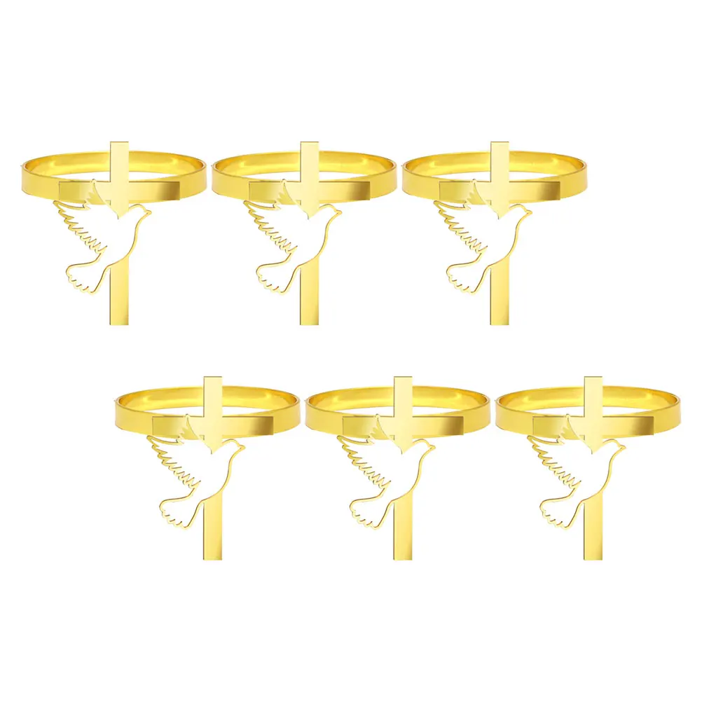 

6pcs Cross Napkin Rings Gold Table Decoration Wedding Party Banquet Dining Napkin Holders Metal Buckles Serviette Ring