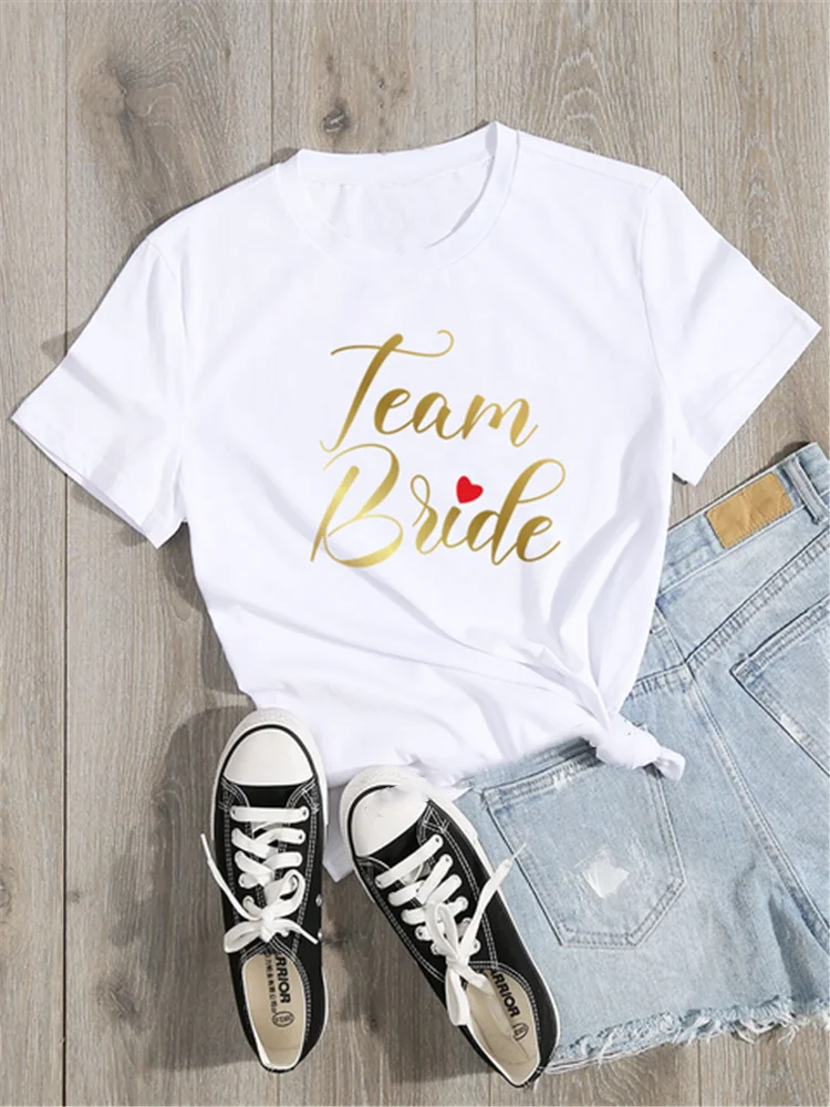 

2023 Team Bride Bachelorette Wedding Party Woment-Shirts Fashion Clothing Short Sleeve Clothes Cute Young Girl T Shirt