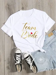 Camiseta de manga corta para mujer, ropa de moda para fiesta de boda, equipo de novia, despedida de soltera, 2023