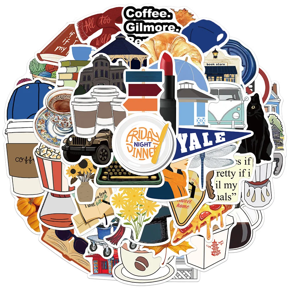 

50PCS Creative Gilmore PET Transparent Material Stickers DIY Guitar Cup Phone Case Notebook Personalized Stickers