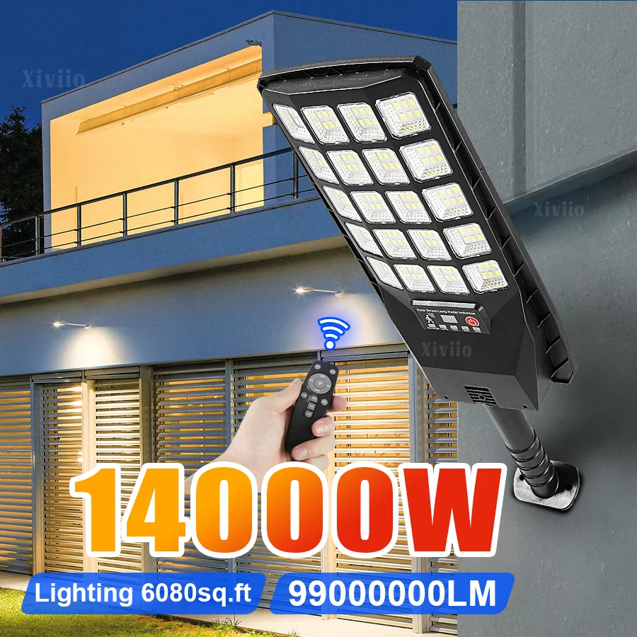 

Сверхмощный светодиодный солнечный светильник 99000000Лм 14000Вт IP65 для сада и улицы, прожектор с датчиком движения, уличный солнечный настенный светильник