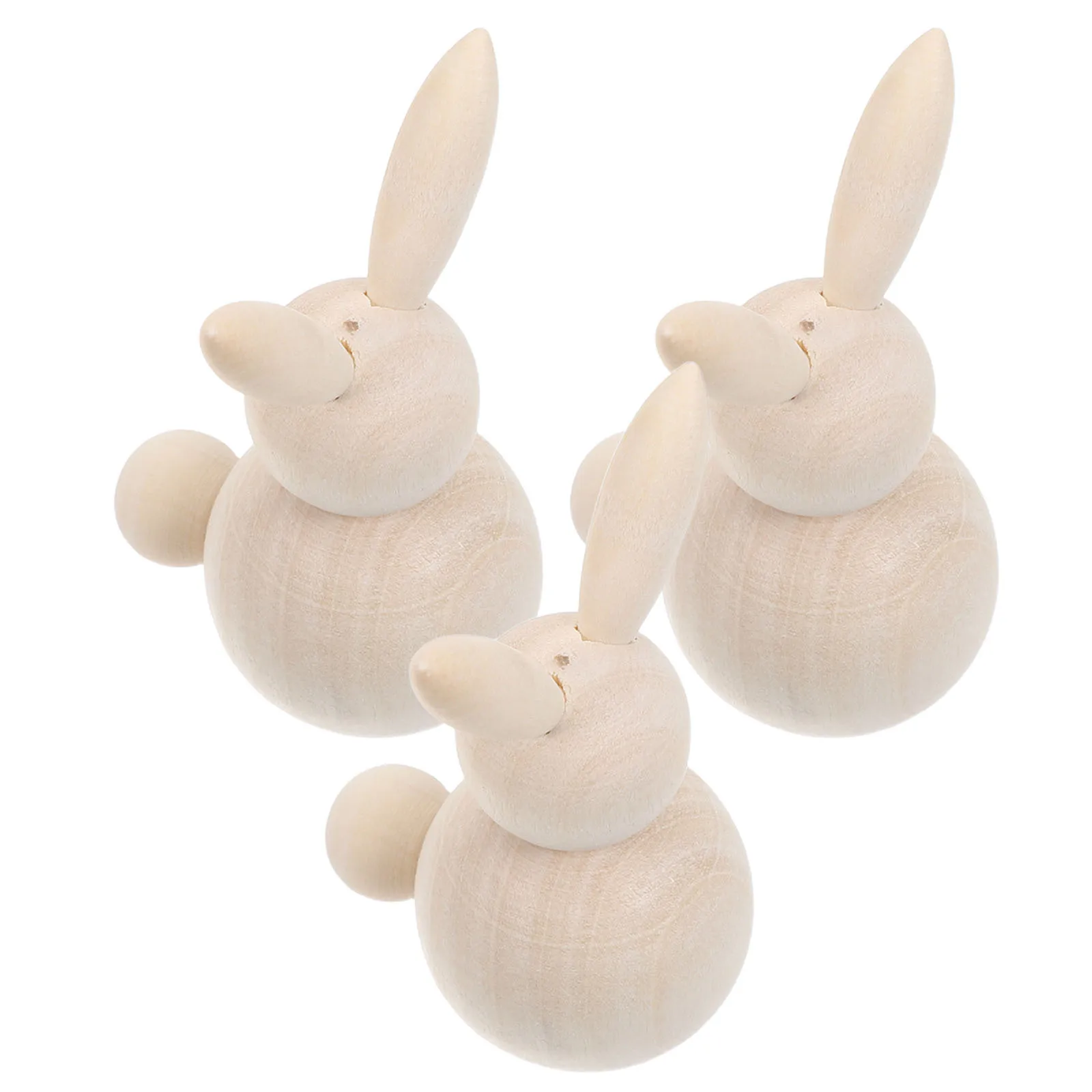 3pcs Onvoltooide Houten Konijn Kit 1.97 "Natuurlijke Houten Bunny Figuren Voor Diy Schilderen Pasen Craft Kids Art activiteit Handwerk