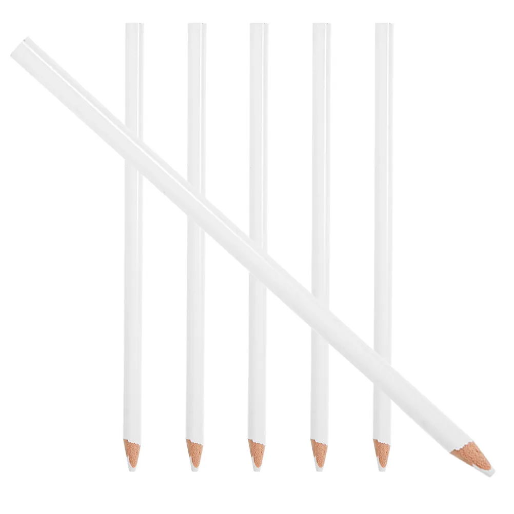 6Pcs White Marking Pencils for Glass Ceramic Fabric Sewing Woodworking Multipurpose Vivid Core Easy-Cut