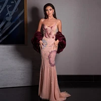 Sharon Said Luxury Pink Floral Beaded Evening Dress with Burgundy Shawl Cape Elegant Party Dress for Women SS515 Customized