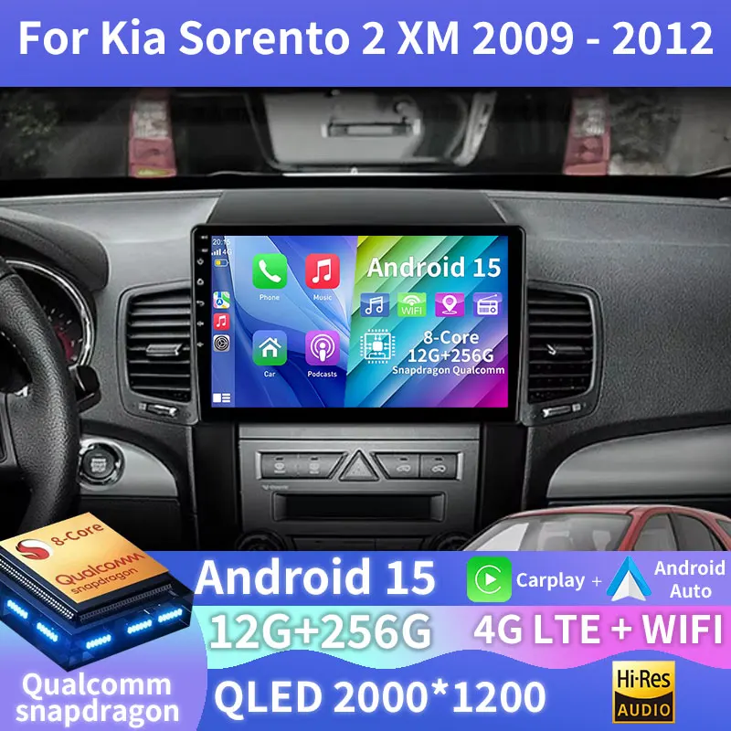 

Android 15 Car Radio For Kia Sorento 2 XM 2009 - 2012 GPS Multimedia Player Navi Head Unit 360 Camera Wireless Carplay Video DSP