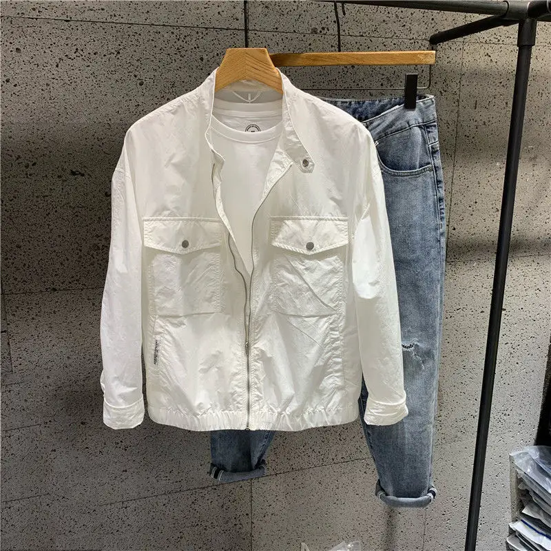 

Летняя тонкая молодежная приталенная куртка для мужчин с защитой от солнца, модная брендовая дышащая куртка с длинными рукавами на молнии, повседневная верхняя одежда