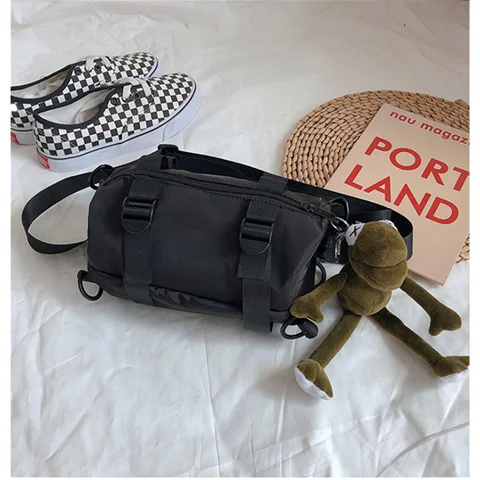 Harajuku Techwear Canvas Sling Aesthetic Man Gothic Crossbody Bags Fanny Pack For Women Handbag Bolsas Feminina Shoulder Frog 가방