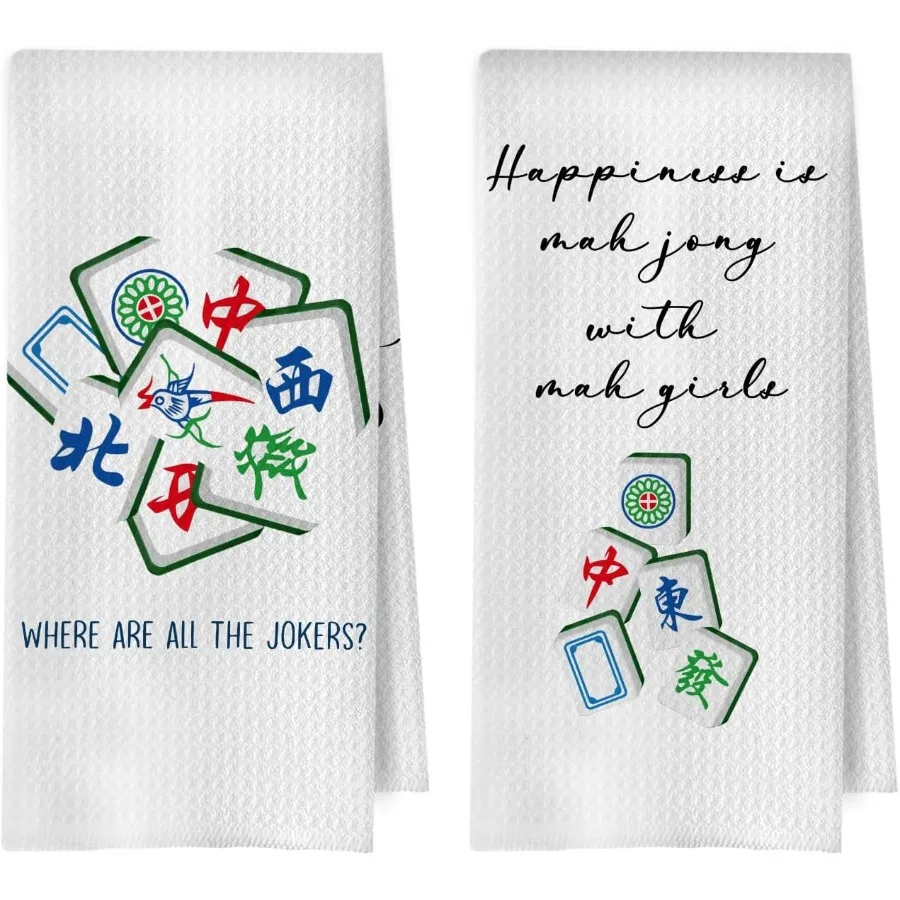 

Mahjong Gifts Kitchen Towels Set Mahjong Decorative Waffle Weave Dish Towels Hand Towel Tea Towel 16x24 Ih Set of 2