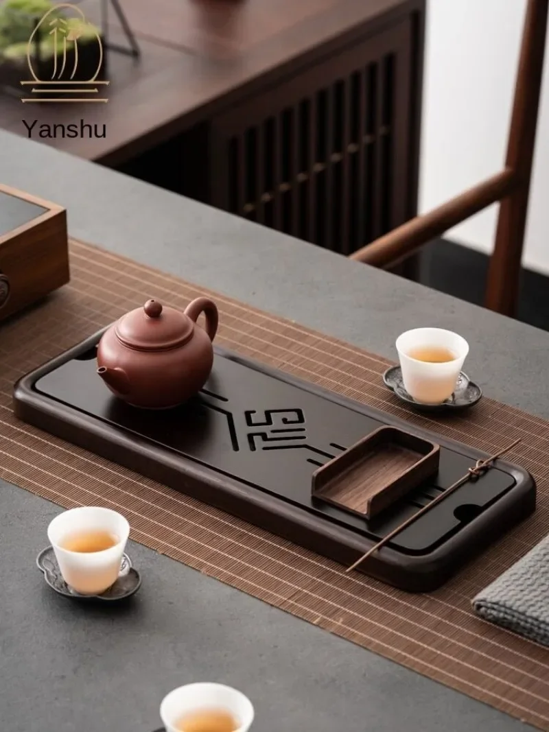 Solid Wood Tea Tray Drainage Water Storage Kung Fu Tea Set Drawer Board Table Chinese Tea Ceremony Tools