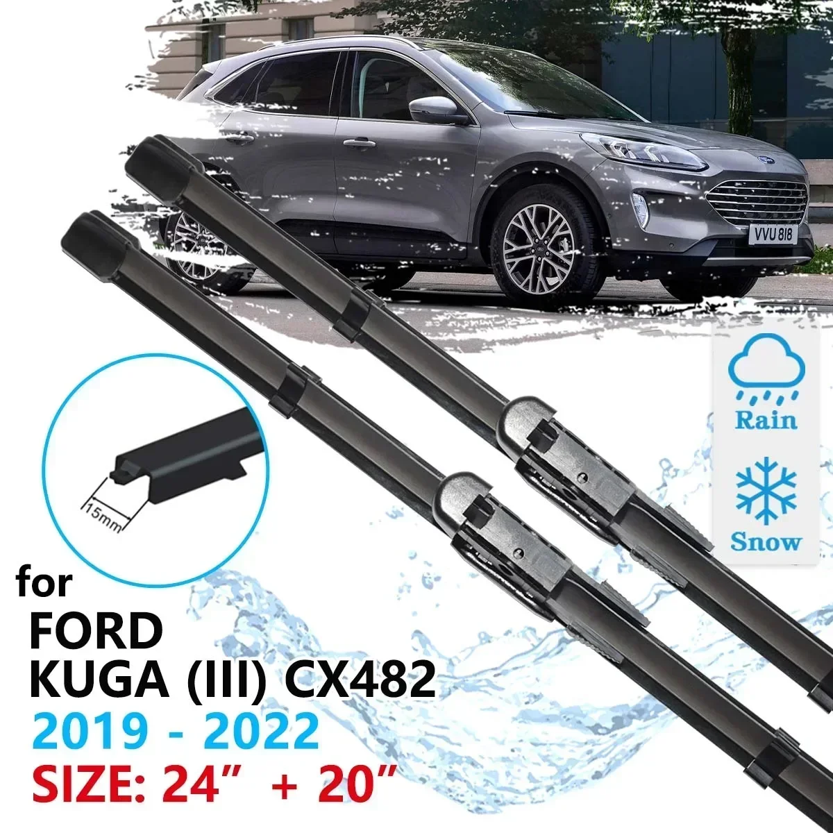 For Ford Kuga Escape Mk3 CX482 Escape 2019 2020 2021 2022 Brushes Windscreen Windshield Accessories Window Car Front Wiper Blade