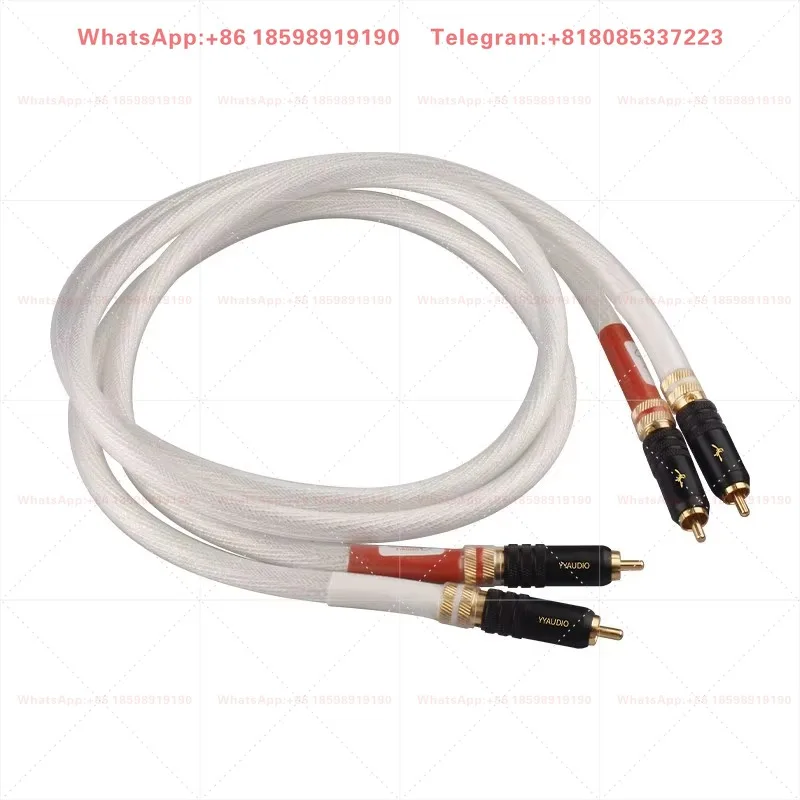 1 piece suitable for single crystal copper silver-plated two-to-two double lotus head rca signal cable audio