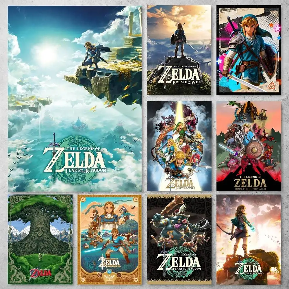 Póster de Zelda, Videojuego Legendario, Decoración de Pared HD, Adhesivo, Impermeable, para Sala de Estar, Bar, Decoración Estética