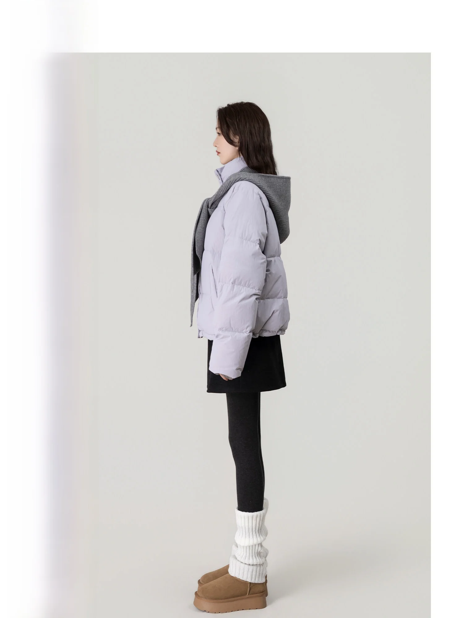 

Универсальная вязаная шапка-бини Wavy Egg и женское зимнее пуховое пальто-пуховик белого цвета, универсальное, с длинными рукавами, теплое