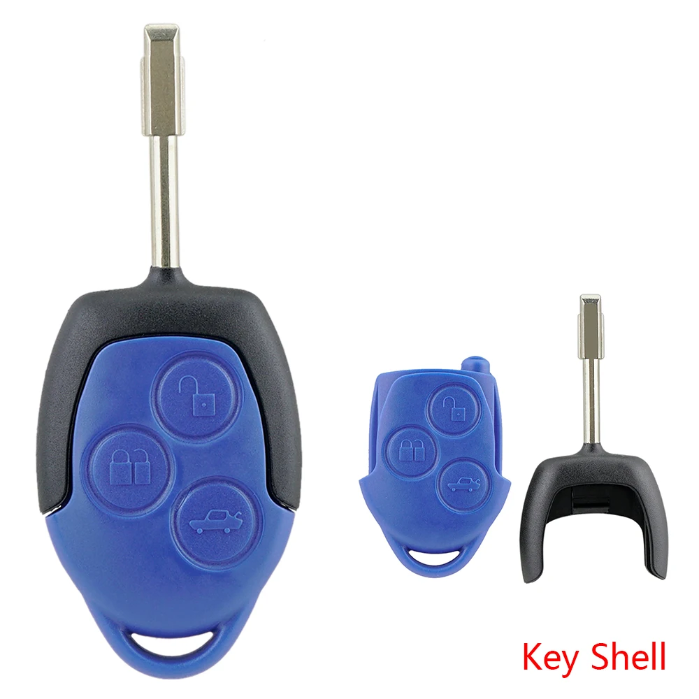 Ohsen azul remoto chave do carro fob escudo caso 3 botão + lâmina sem cortes para ford transit conectar vans mk7 substituição