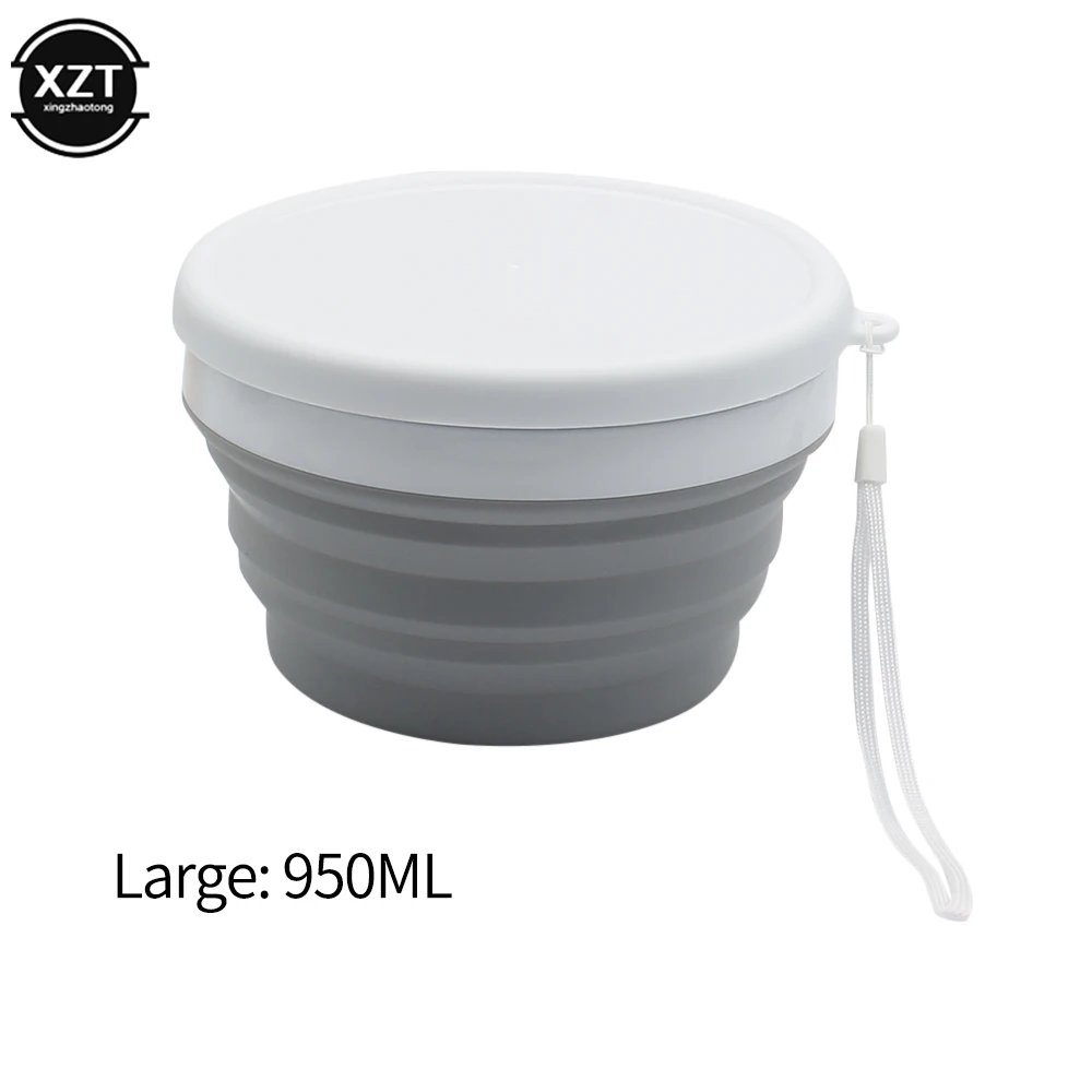 Silicone Foldable Bowl Box Outdoor Travel Deformable Box For Food Container Tableware Portable Household Kitchen Tools with Lid