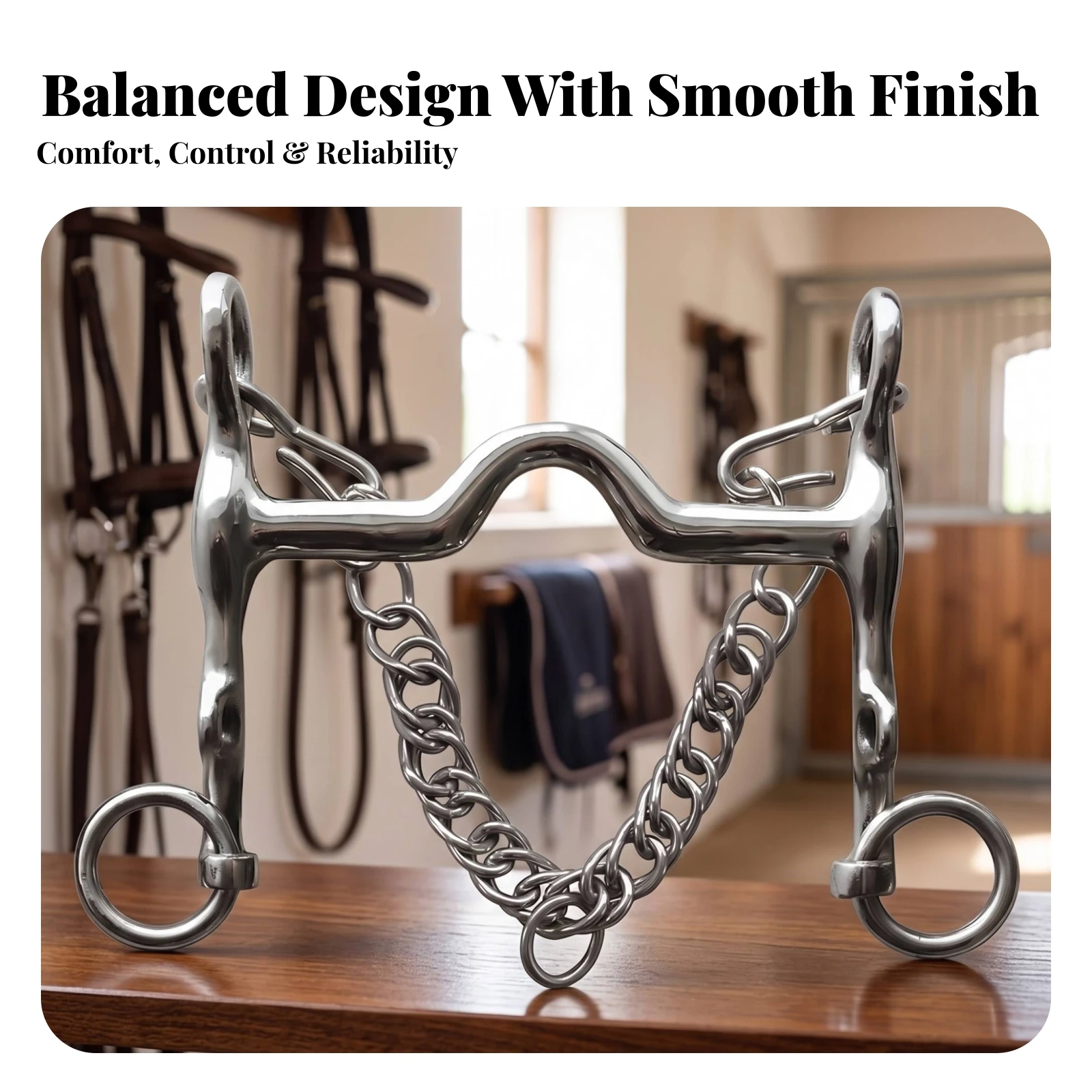 Weymouth Horse Bit with Curb Chain Hand-Polished Weymouth Bit Tack Long-Lasting Heavy Duty for Equestrians, Equestrian Riding