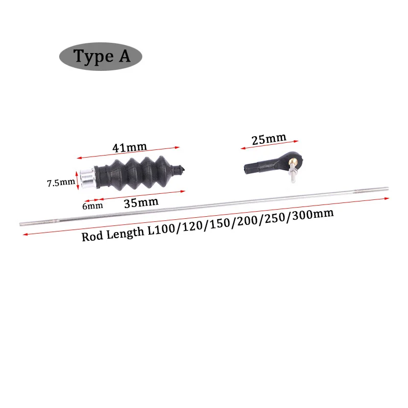 RIMK RC Boat M2 Testa a sfera Tirante Estremità + Soffietto in gomma Guarnizioni per scatola radio + Servo Push Pull Rod (Lunghezza 100 ~ 300 mm) per barca RC