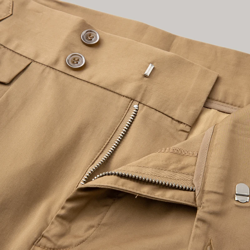 Naples High-waisted Saging Business Social Suit Pants Men Wedding Groom Dress Pants Slim Casual Straight Cropped Pants