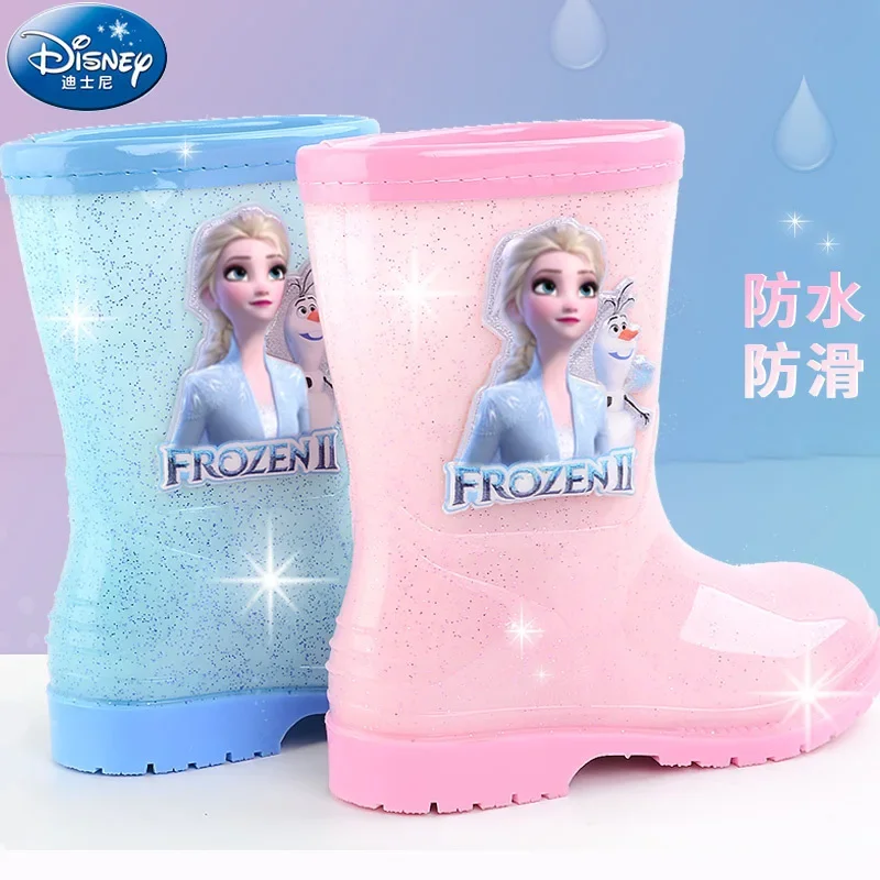 Disney children's rain shoes Girls frozen elsa Princess non-slip kindergarten water shoes for primary school students