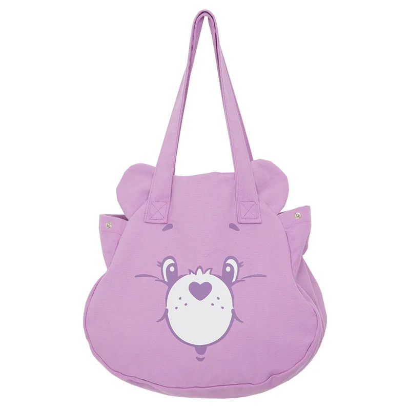 Echte Carebears Schattige Beer Hoofd Canvas Tas Vrouwelijke Casual Student Schooltas Grote Capaciteit Schoudertas Paar Cadeau