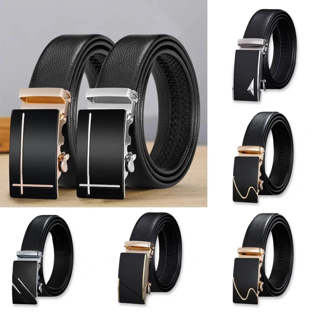 Men Suit Pants Belt Durable Anti-slip Men's Business Belt with Smooth Faux Leather Alloy Buckle for Meetings Commutes Men Belt