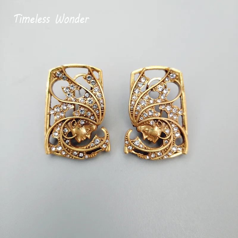 Timeless Wonder Retro Zircon Geo Stud Earrings for Women Designer Jewelry Punk Runway Gift Brincos Medieval Rare 1468