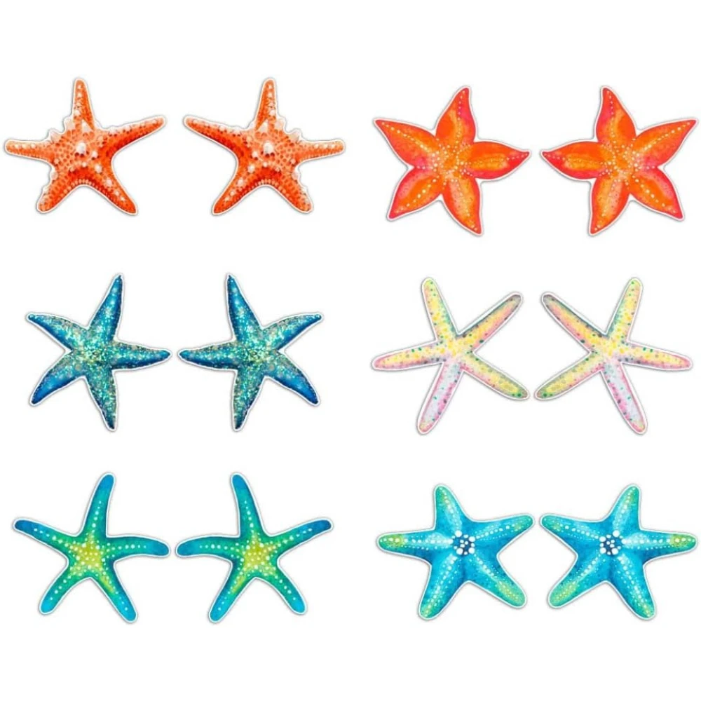 12Pcs Multicolor Starfish Screen Door Magnets, Flexible Decor Magnetic Stickers for Sliding Screen Door & Fridge