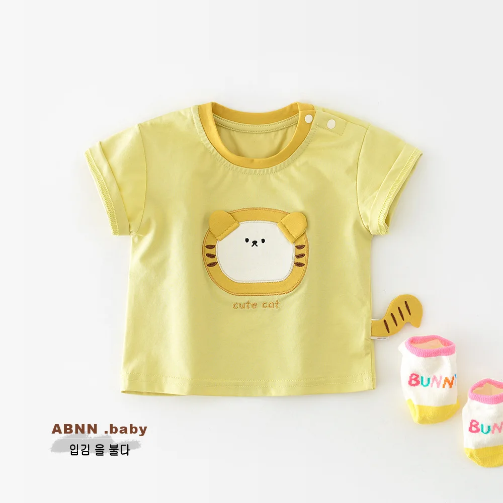 

Одежда для малышей от 0 до 3 лет, топы для младенцев, футболка с 3D-рисунком котенка, летние футболки с короткими рукавами для мальчиков и девочек