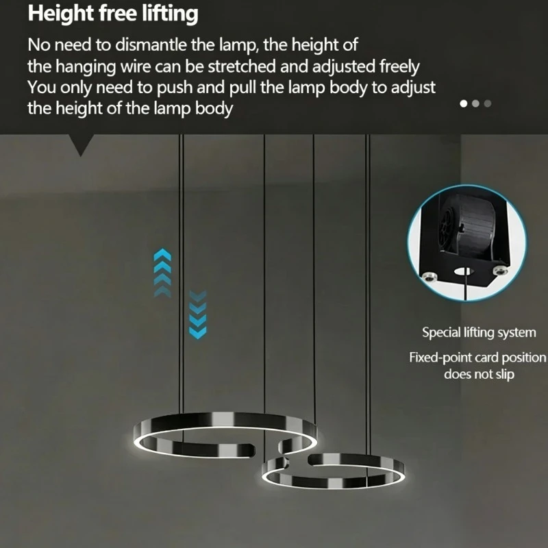 SANDYHA Modern Ring Pendant Lamp Remote Control Dimmable Warm White Eye Protection Led Chandelier Kitchen Island Dining Room