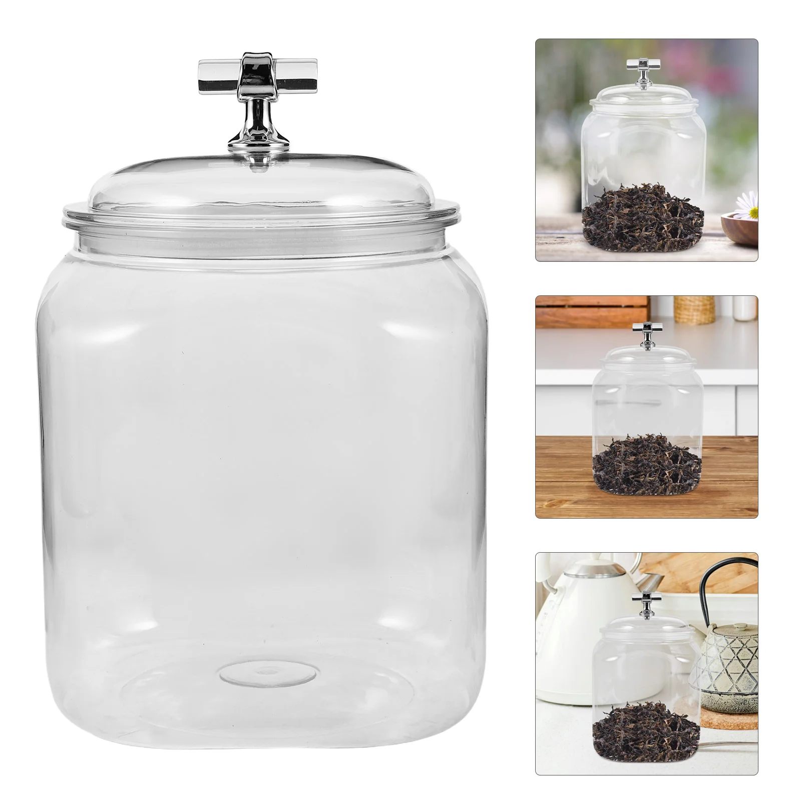 

Kitchen Storage Jar Clear Jars Containers with Lids Square Candy Dish The Pet Coffee