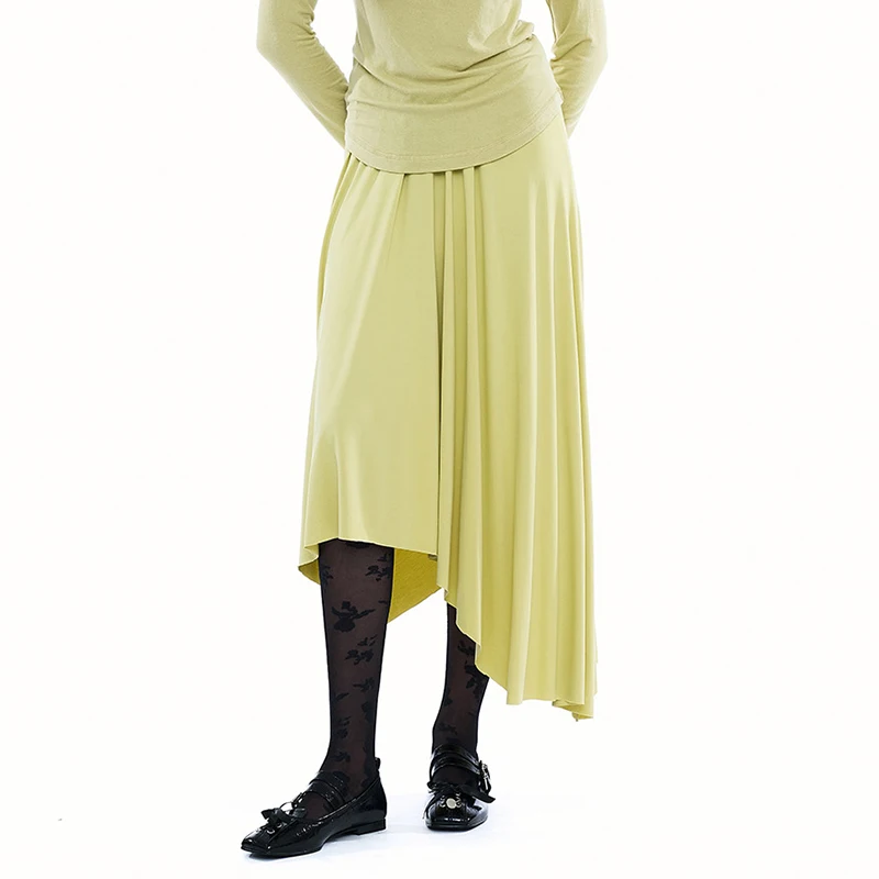 

Асимметричная длинная юбка Partimento для женщин, повседневная, осенняя новинка, корейский стиль, из полиуретана и эластичного волокна