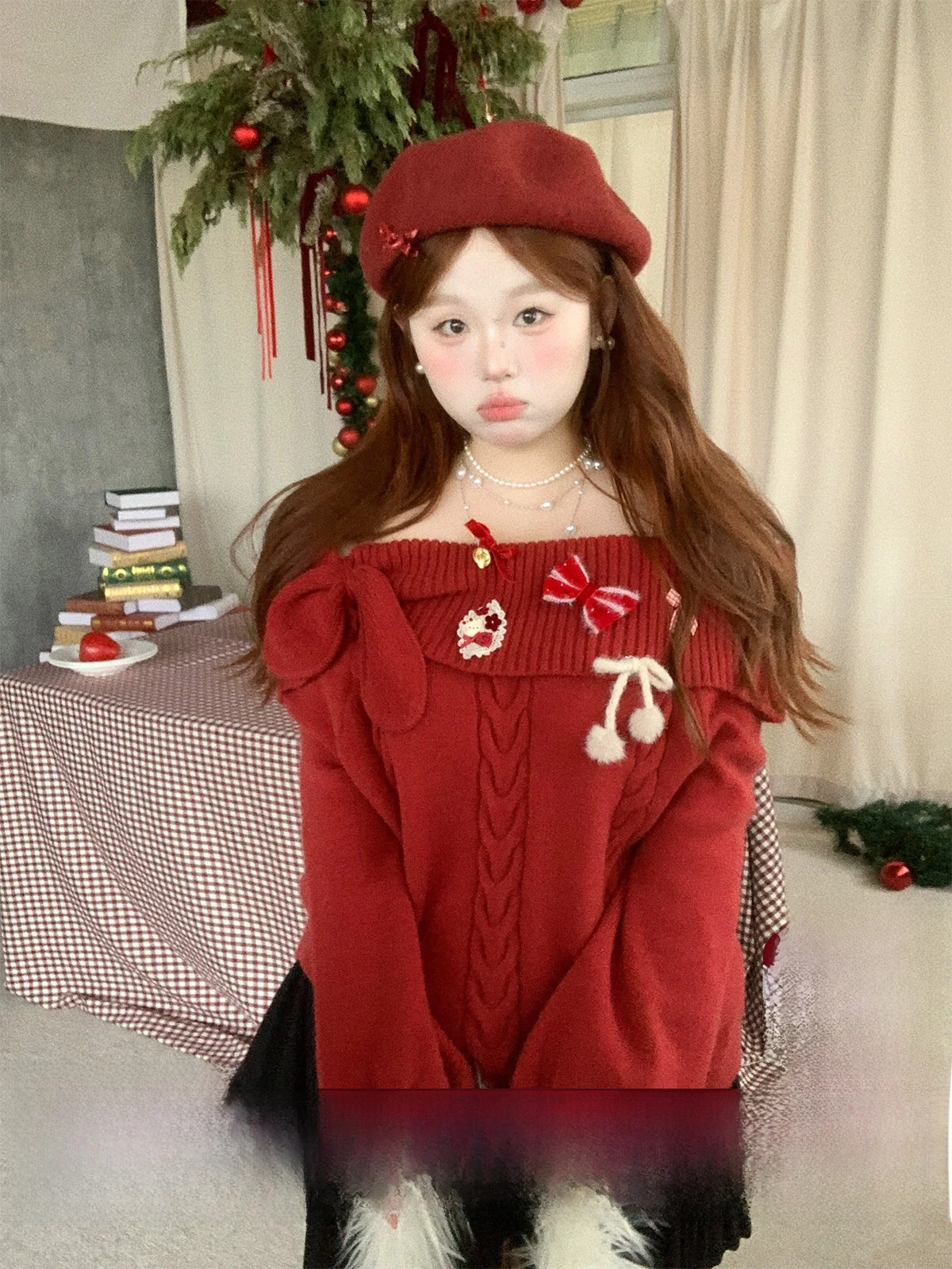 

Red Knot Sweater plus Size Women's Faionable Winter Knitwear Comfortable Loose Fit Long Sve Commute Sle