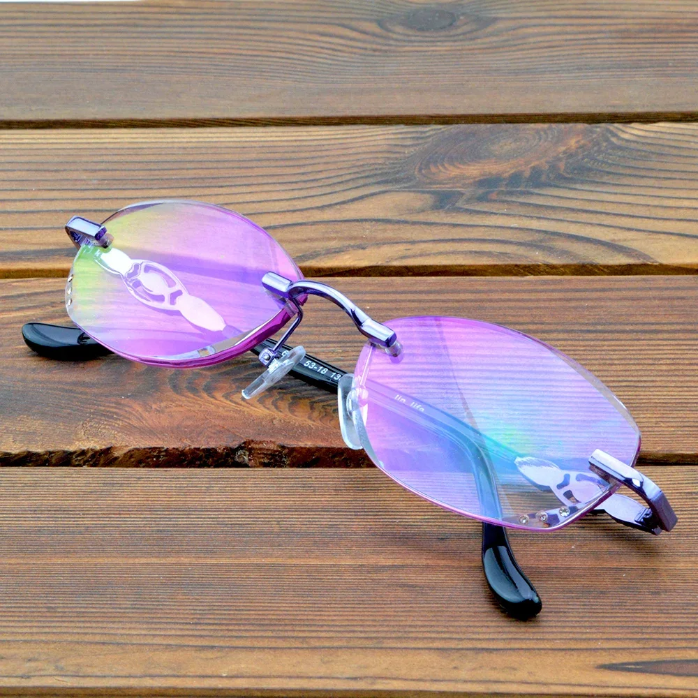 Clara Clara Vida Purple Tinted Rimless Light Spectacles Multi-coated Red Lenses Reading Glasses Women +0.75 To +4 - Aliexpress Deal