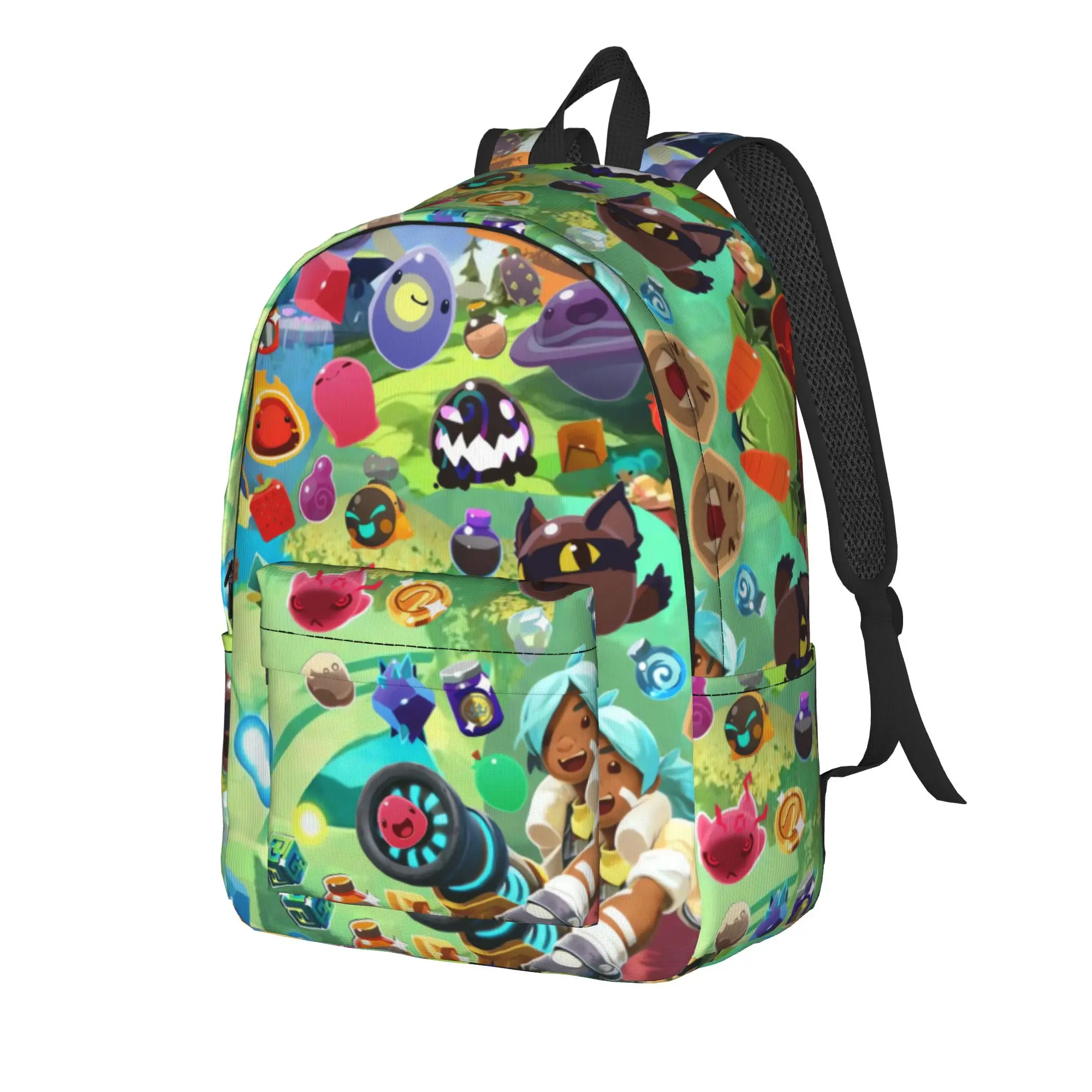 Bright Busy Slime Rancher Backpack  Kawaii Backpacks Student Daily Lightweight School Bags Colorful Rucksack