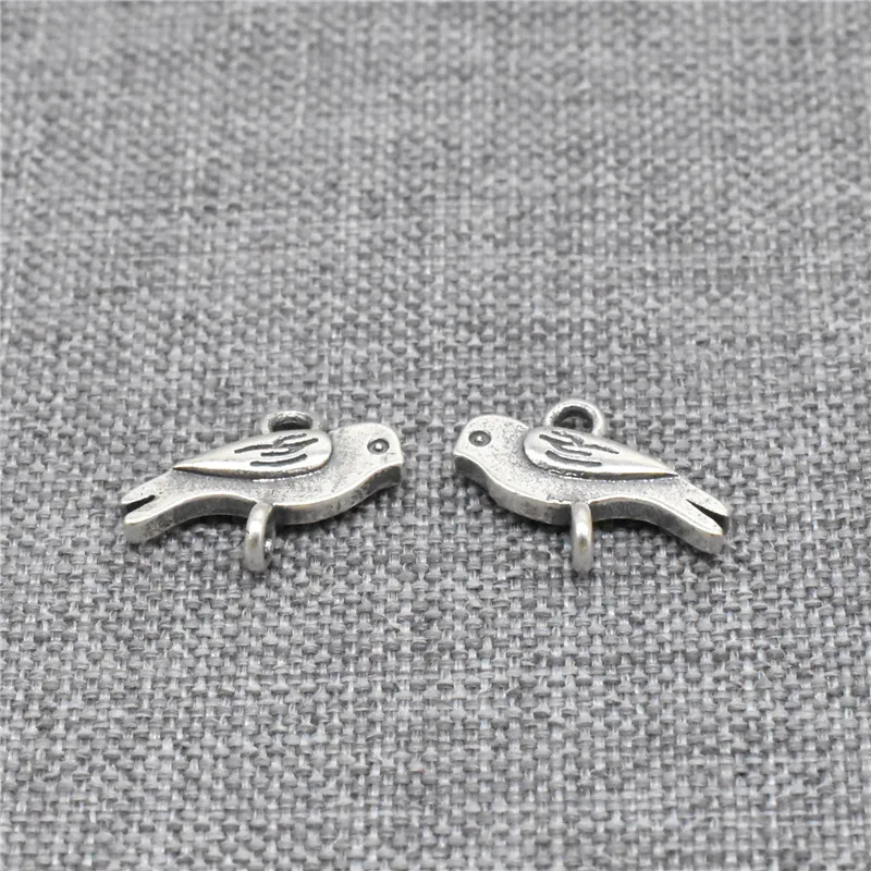 2 Pieces Double Sided Bird Connector Charms in 925 Sterling Silver for Bracelet and Necklace Making