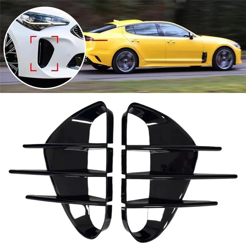 新しいフロントバンパーサイドベントスポイラーカナードカバーステッカーカーボンファイバー起亜スティンガー 2018-2023 GT GT-Line