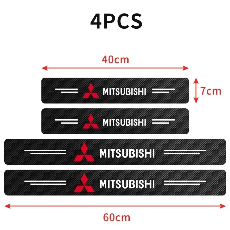 4Pcs Carbon Fiber Anti Scratch Scuff Pedal Car Door Sill Protector Stickers For Mitsubishi Asx Lancer Outlander Pajero Ralliart