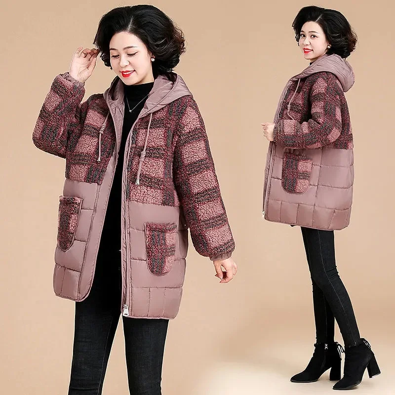 2023 New Mother\'s Winter Down Cotton Coat For Middle Aged Women\'s Large Medium And Long Thickened Cotton Coat Cotton Coat P19