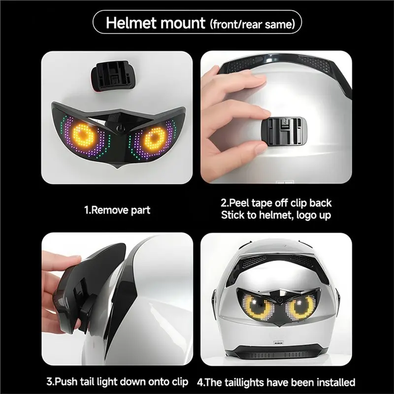 A20K-Cycling Safety Warning LED Screen Smart LED Helmet Display Bicycle Helmet Accessories For Night Riding