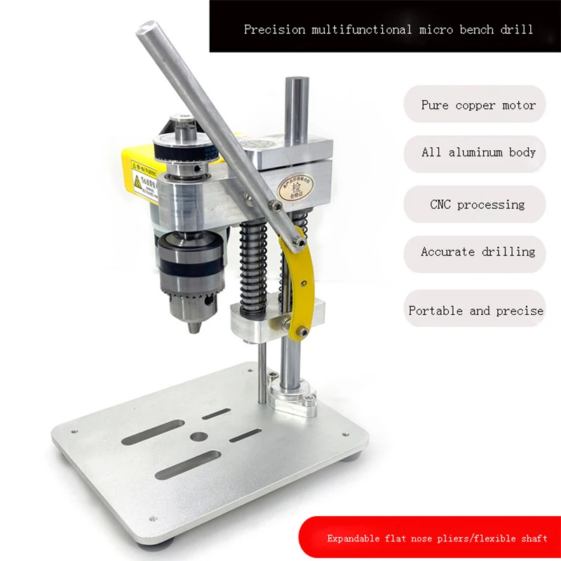 Precision Mini Drill Press CNC Table Drilling Polishing Machine Portable Benchtop Driller Metal Jade Wooden DIY Crafts Tool