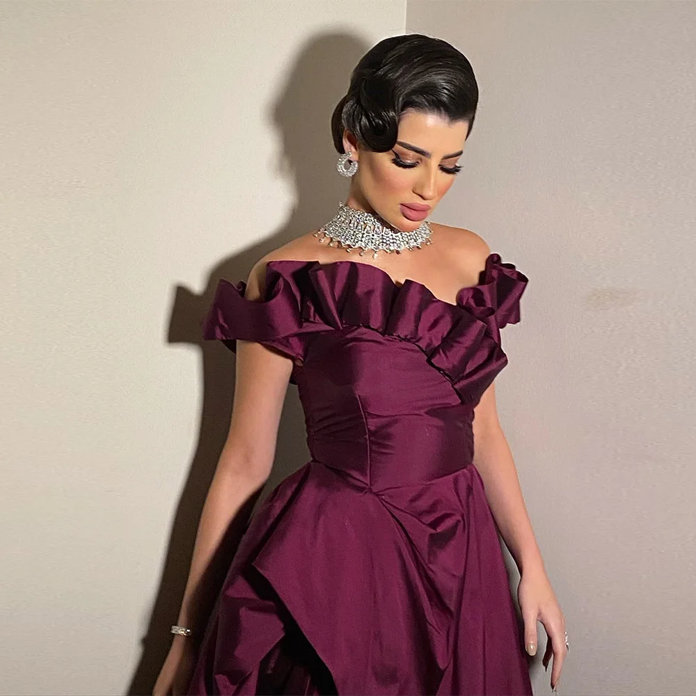 

MOLISA Customized Elegant Satin Off The Shoulder Evening Dress Exquisite Sleeveless Prom Dresses Zipper Back Occasion Gowns